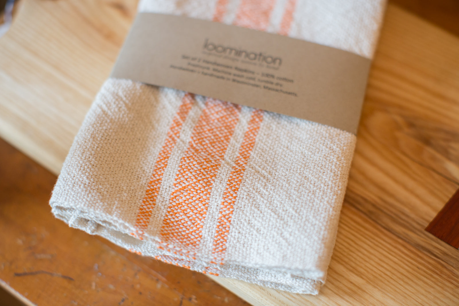 Handwoven in USA Loomination Napkin Set Tangerine // ONH Item 3662 Image 1