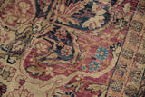 Antique Kermanshah rug pile showing mostly even wear and faint foundation.