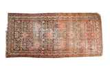Hand-knotted antique Hamadan rug runner, allover herati design, rich navy, red, ivory abrash.