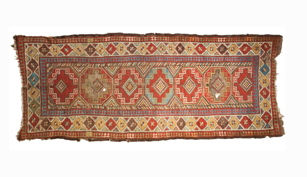 3.5x8 Antique Caucasian Rug Runner // ONH Item 3677