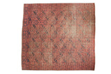 Antique Afghan Ensi square carpet with repeating gul motifs in blush and navy charcoal, 9'5