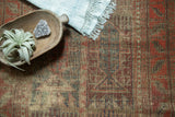 Antique Belouch rug detail with tree-of-life motif, pomegranate red and indigo blue palette.