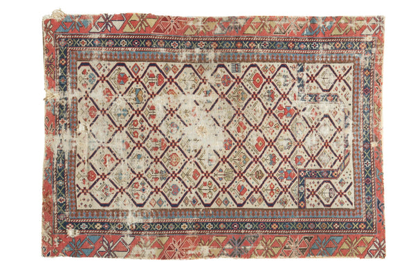 2'10" x 3'11" Antique Fragmented Caucasian Prayer Square Rug / Item 3691 image 1