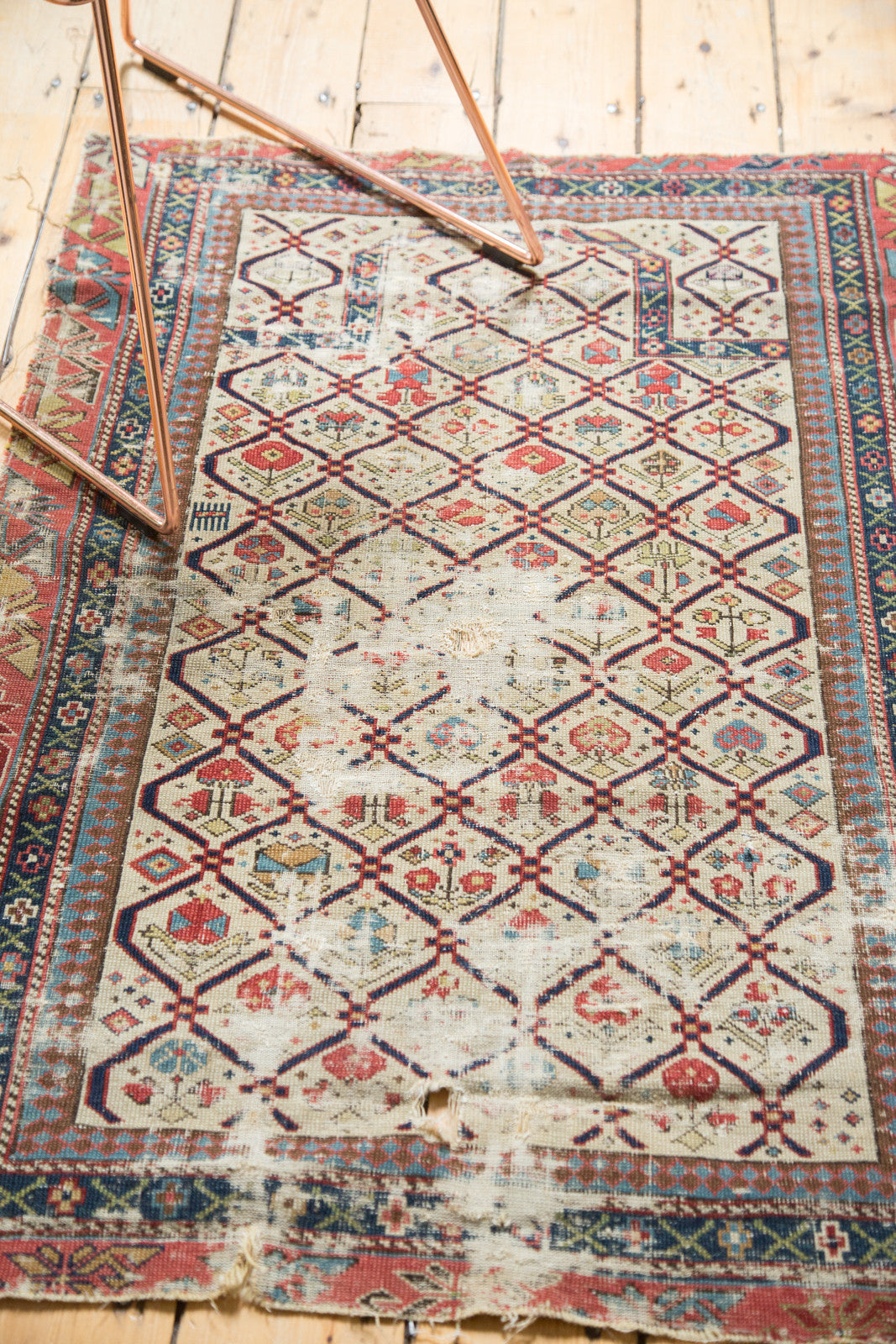 3x4 Antique Fragmented Caucasian Prayer Square Rug / ONH item 3691
