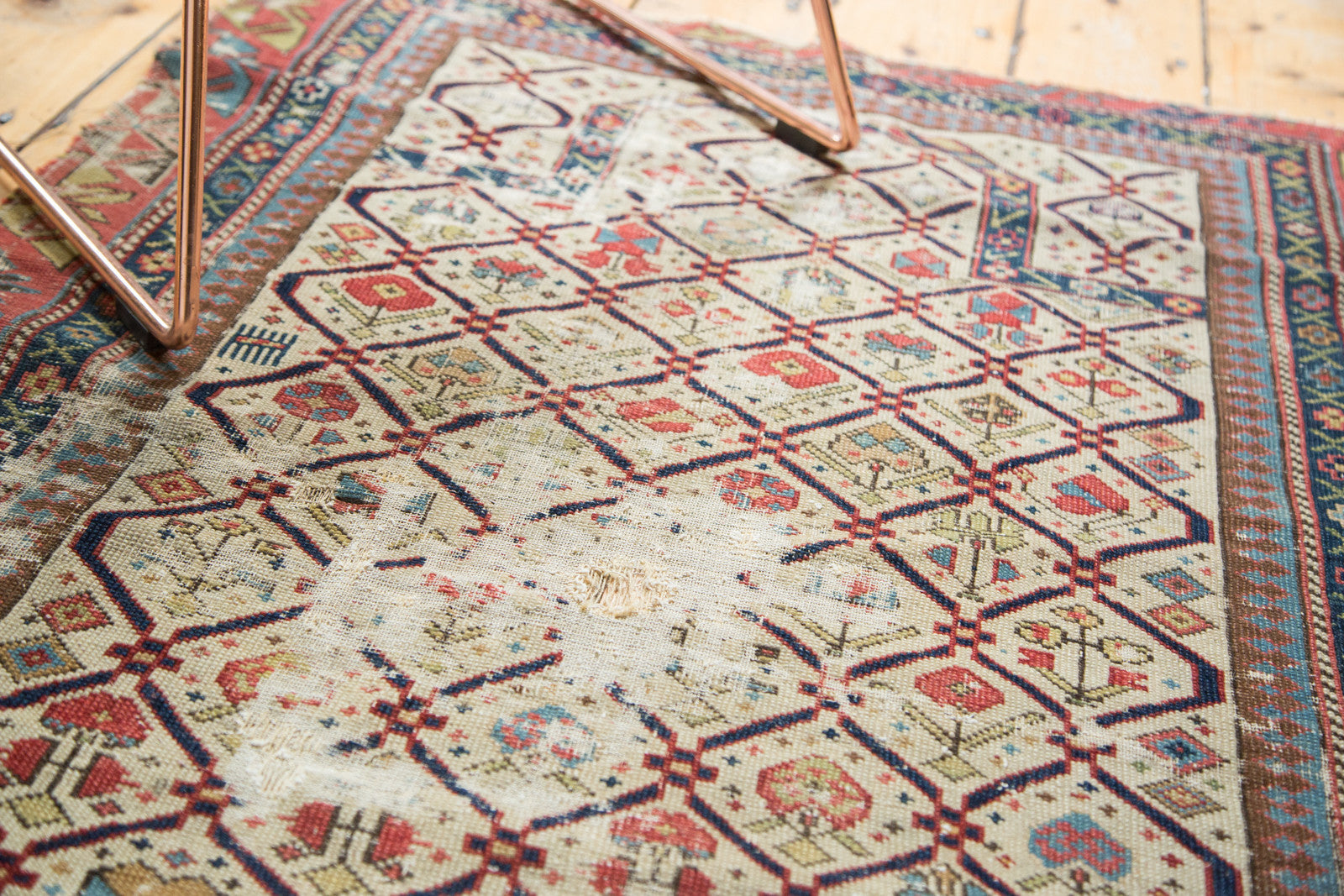 3x4 Antique Fragmented Caucasian Prayer Square Rug / ONH item 3691