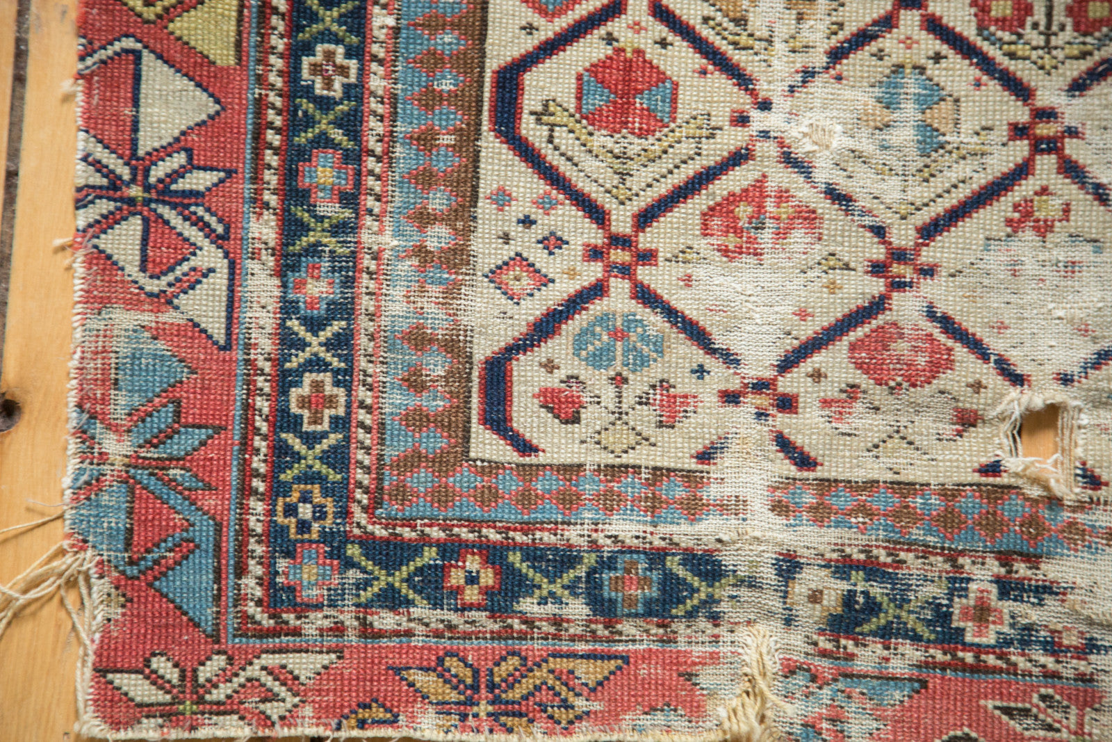 3x4 Antique Fragmented Caucasian Prayer Square Rug / ONH item 3691