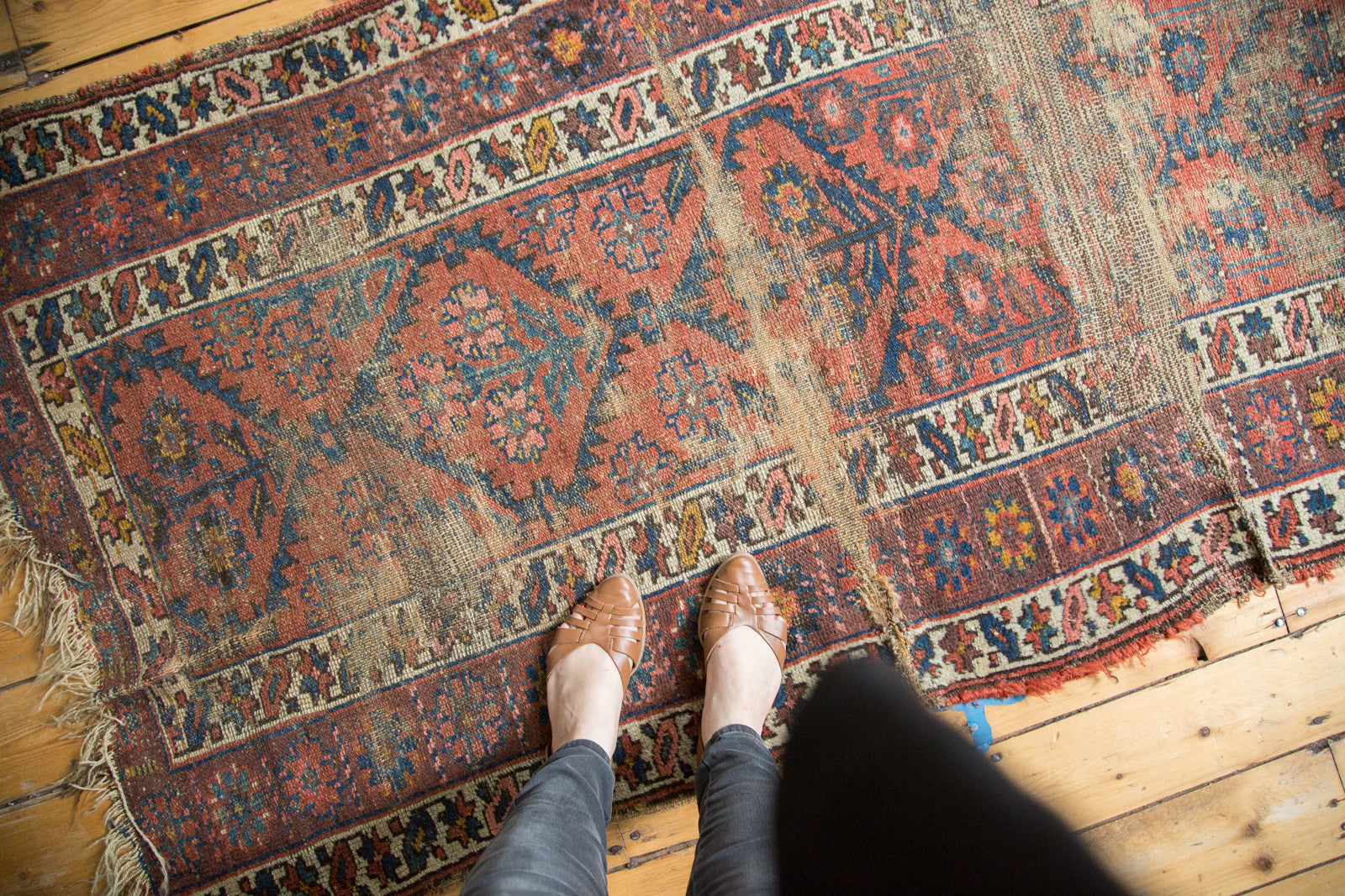 Vintage Fragmented Caucasian Rug Runner