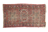 Vintage Karaja rug, triple medallion, dusty black cherry, navy, ivory, 2'2