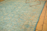 Vintage Lilihan carpet displaying sky blue, pale copper mina khani design and softened pile.