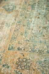 Worn texture of Vintage Lilihan carpet with sky blue and pale copper mina khani motifs.