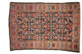 Vintage Hamadan rug, intricate multi-colored Herati motif on deep indigo field, 4'4