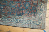 Worn teal floral field meets antique ivory geometric border on vintage Northwest Persian runner.