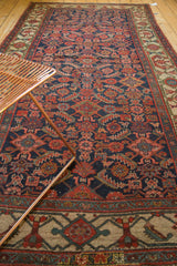 Persian Hamadan antique runner rug, herati pattern with birds on indigo, blush, and ivory.