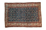 Vintage Persian Malayer rug, Herati motif, indigo blue, cochineal red, ivory, 3'5