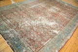 Vintage Mahal carpet, allover design of ruby and blue floral panels with etching.