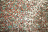 Vintage Mahal carpet detail with repeating floral motifs, abrashes, and foundation etching.