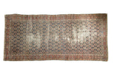 Antique Persian Malayer runner, circa 1910, navy allover boteh, brick red borders, wear.