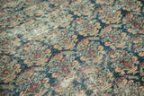 Antique Malayer rug, worn pile showing exposed foundation, navy, brick red, gold boteh motif.