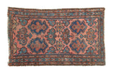 Vintage hand-knotted Lilihan rug with pale raspberry field, oversize asymmetric medallions in teal blue, wine red, ivory, 2'5