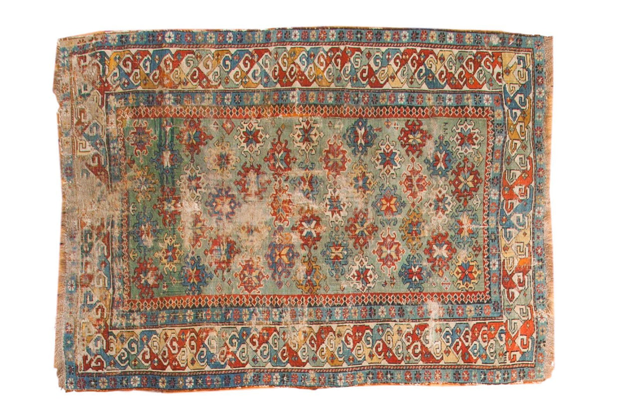 3x4 Antique Early Caucasian Square Rug // ONH Item 3752