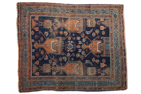 Antique Afshar Square Rug