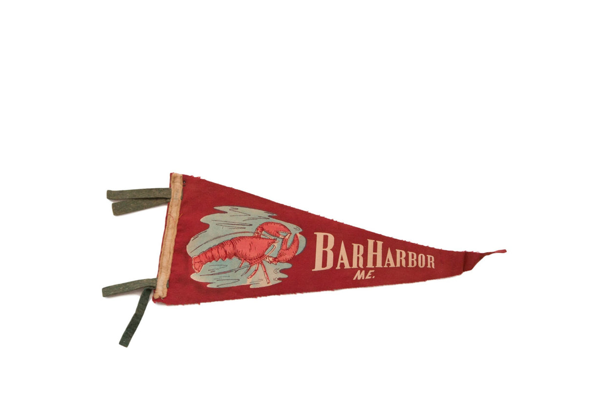 Bar Harbor Maine with Lobster Felt Flag // ONH Item 3780