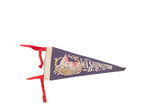 Vintage blue felt Washington D.C. Capitol pennant, white, red, gold details, 5x11 inches.