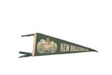 Mid-century vintage green felt New Orleans, LA pennant with Jackson Statue, 6x15.
