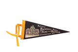Vintage black felt pennant flag with multicolor Baseball Hall of Fame museum image and text.