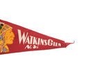 Detail of the tapered red felt tip on the vintage Watkins Glen flag.