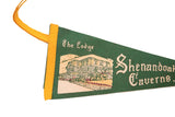 Vintage green felt pennant showing yellow trim and 