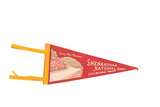 Vintage red felt pennant featuring Stony Man Mountain and Shenandoah National Park, 5x12 inches.