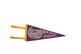 Vintage New Jersey Turnpike felt pennant, dark purple with multicolor printed highway scene, 5x12.