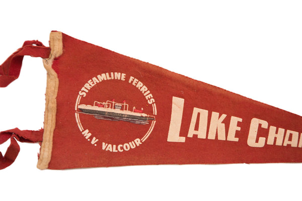 Red Streamline Ferries Lake Champlain Felt Flag // ONH Item 3808 Image 1