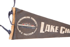 Antique Gray Streamline Ferries Lake Champlain Felt Flag // ONH Item 3809 Image 1