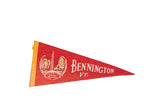 Red vintage felt pennant, Bennington VT Battle Monument and laurel-encircled graphic.