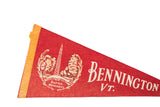 Red felt Bennington VT pennant, monument graphic with 