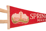 Vintage Springfield Massachusetts felt pennant, with beige bound edge and building graphic.