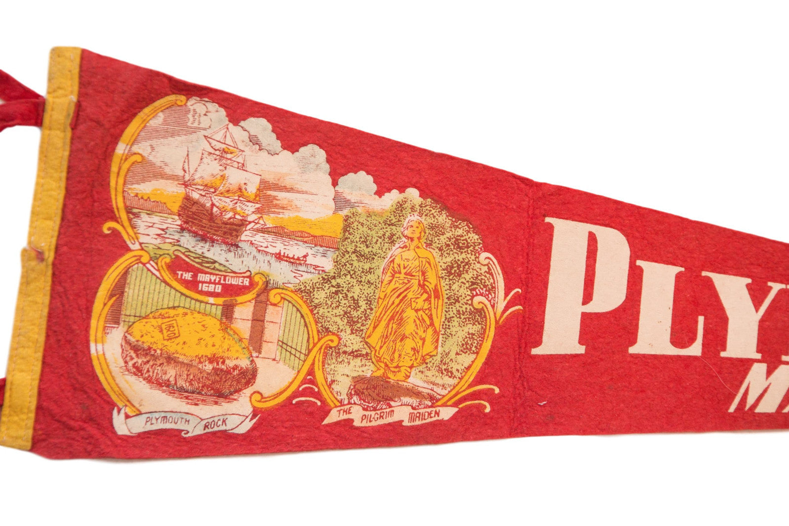 Red Plymouth Massachusetts Felt Flag // ONH Item 3817 Image 1