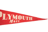 Red felt pennant showing cream 'MOUTH MASS.' lettering and pointed end.