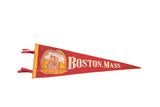 Red felt vintage pennant with Boston, Massachusetts Old State House graphic, 8x26.