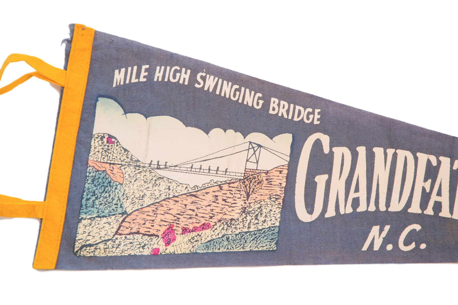 Grandfather Mountain North Carolina High Swinging Bridge Felt Flag // ONH Item 3821 Image 1