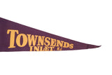 Close-up of the vintage purple felt pennant tip with yellow 'ENDS INLET' text.