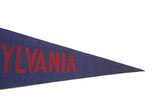 Maroon 'NIA' lettering and pointed tip of the vintage navy blue Pennsylvania felt flag.