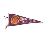 Vintage purple felt pennant, brown horse head, 'Souvenir of Trenton Fair' text.