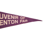 Vintage purple felt pennant with white 'UVENIR OF TRENTON FAIR' text.