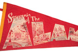 Red felt pennant featuring 