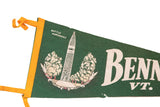 Green felt Bennington Vermont flag, yellow binding, and 'Battle Monument' graphic.