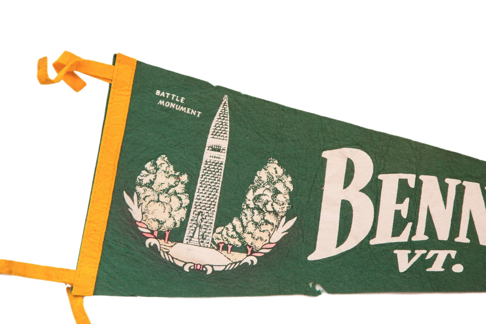 Large Green Bennington Vermont Felt Flag // ONH Item 3838 Image 1