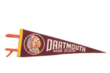 Maroon vintage Dartmouth Nova Scotia felt pennant flag with Native American chief, 7